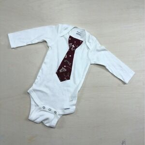Gerber Baby Boys Texas AM Aggies Faux Tie Bodysuit White Maroon 3-6M Long Sleeve
